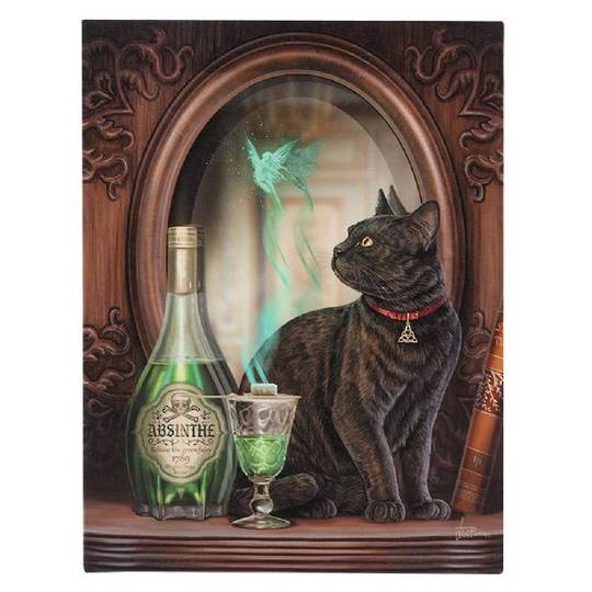 Small Absinthe Canvas Cat Plaque
